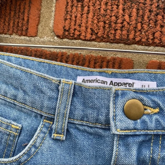 American Apparel High Rise Cuffed Jean Shorts - Picture 4 of 9